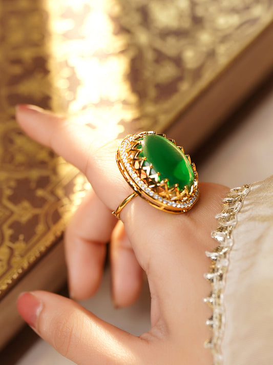 Golden Regal Emerald Fashion Ring フリーサイズ