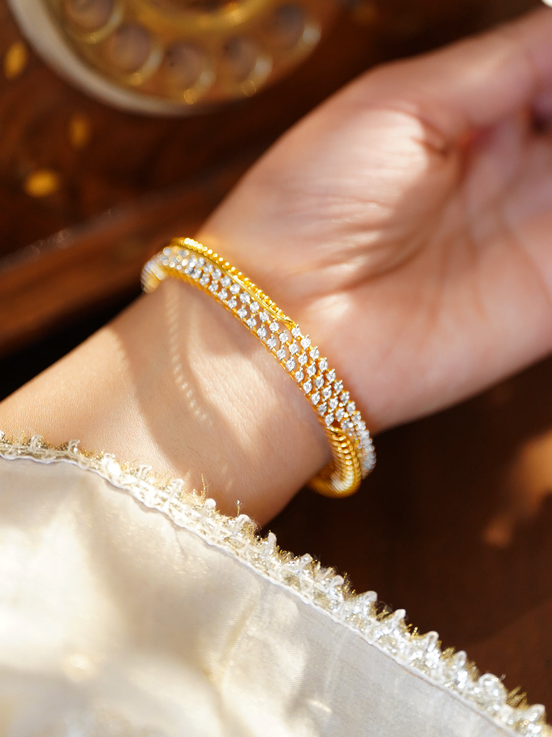 American Diamond Zirconia Gold Bracelet フリーサイズ