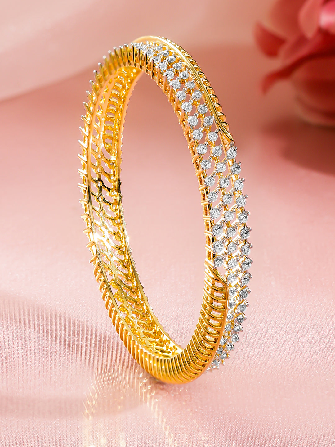 American Diamond Zirconia Gold Bracelet フリーサイズ
