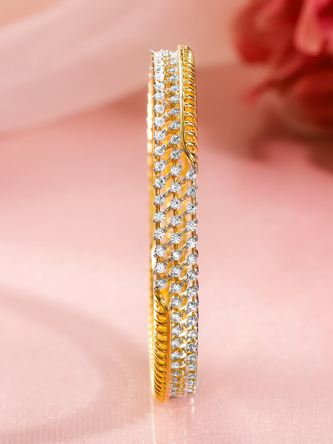 American Diamond Zirconia Gold Bracelet フリーサイズ