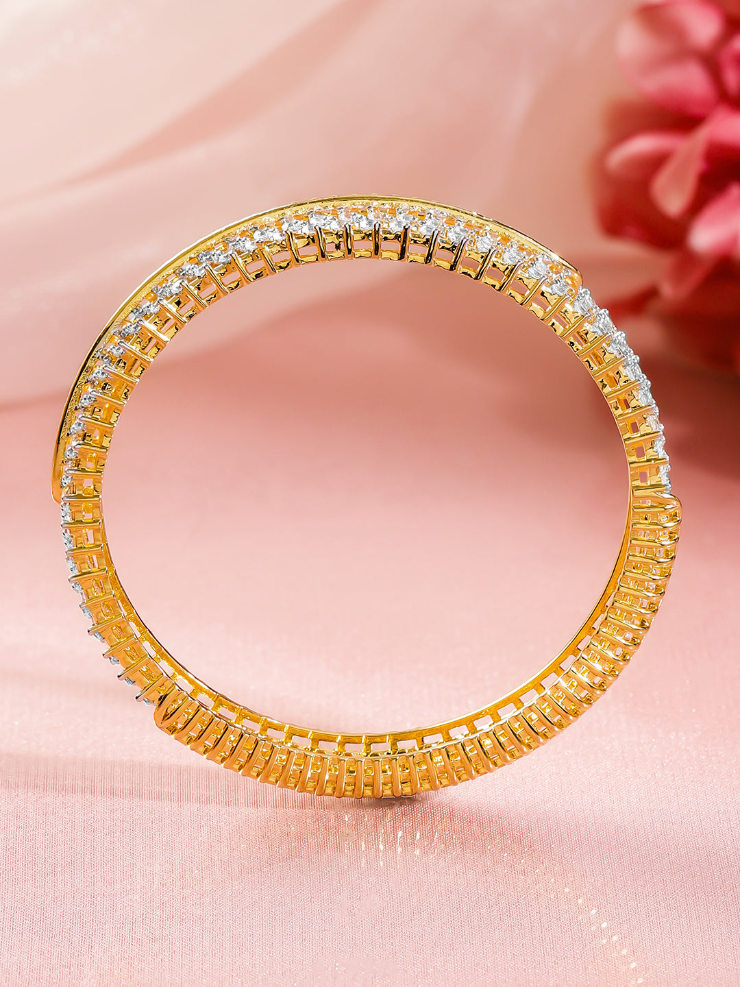 American Diamond Zirconia Gold Bracelet フリーサイズ