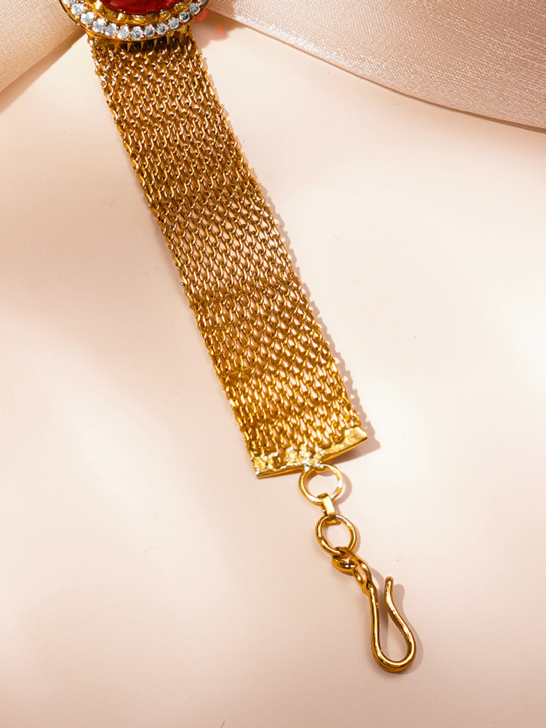 Lux Ruby Gemstone Mesh Statement Bracelet フリーサイズ