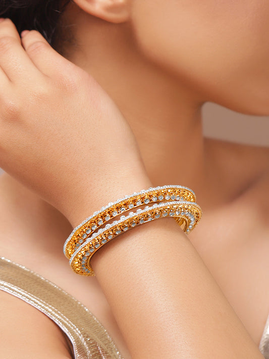 American Diamond Zirconia Bangles Set Of 2 2.8 - Large