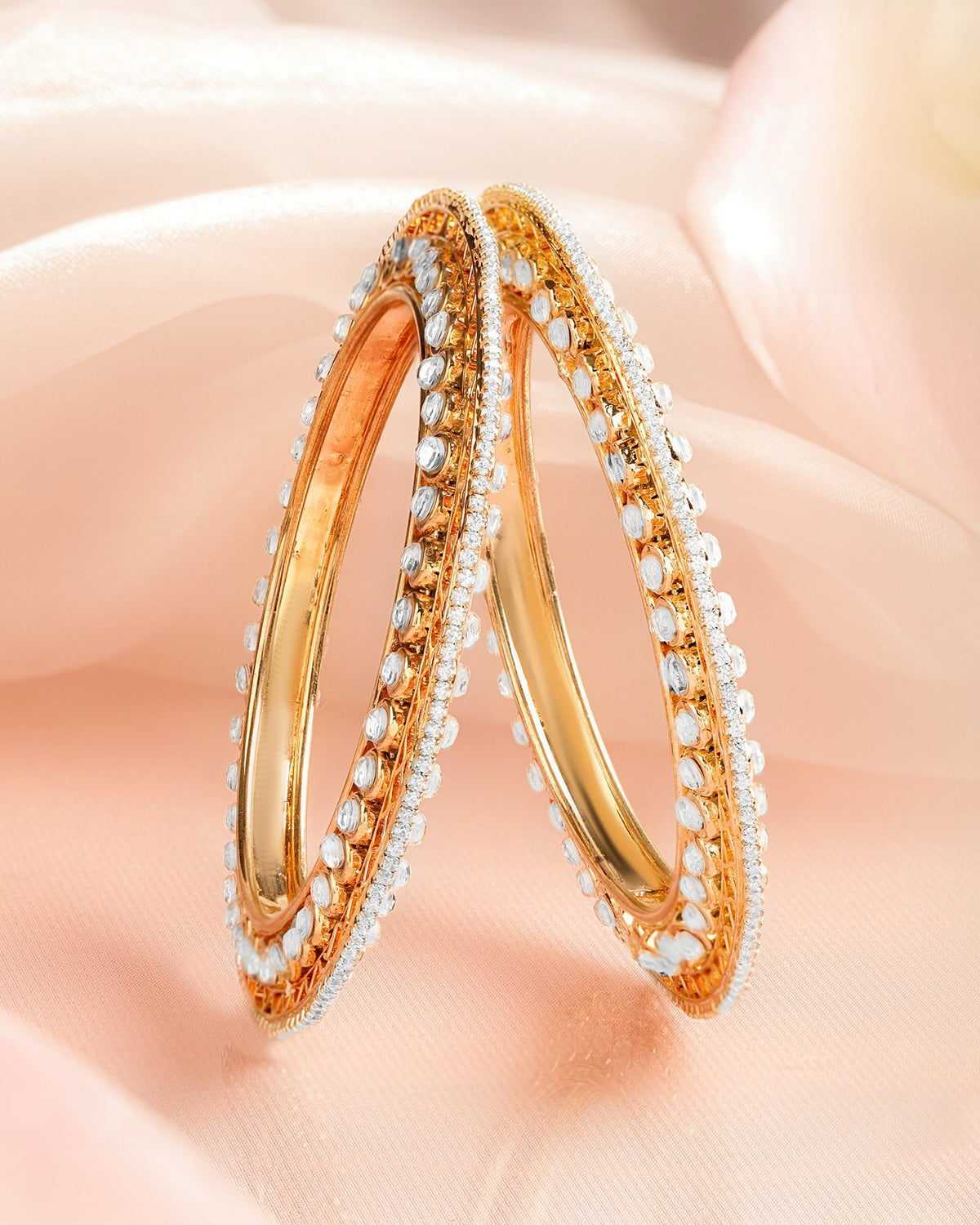 American Diamond Zirconia Bangles Set Of 2 2.6 - Medium