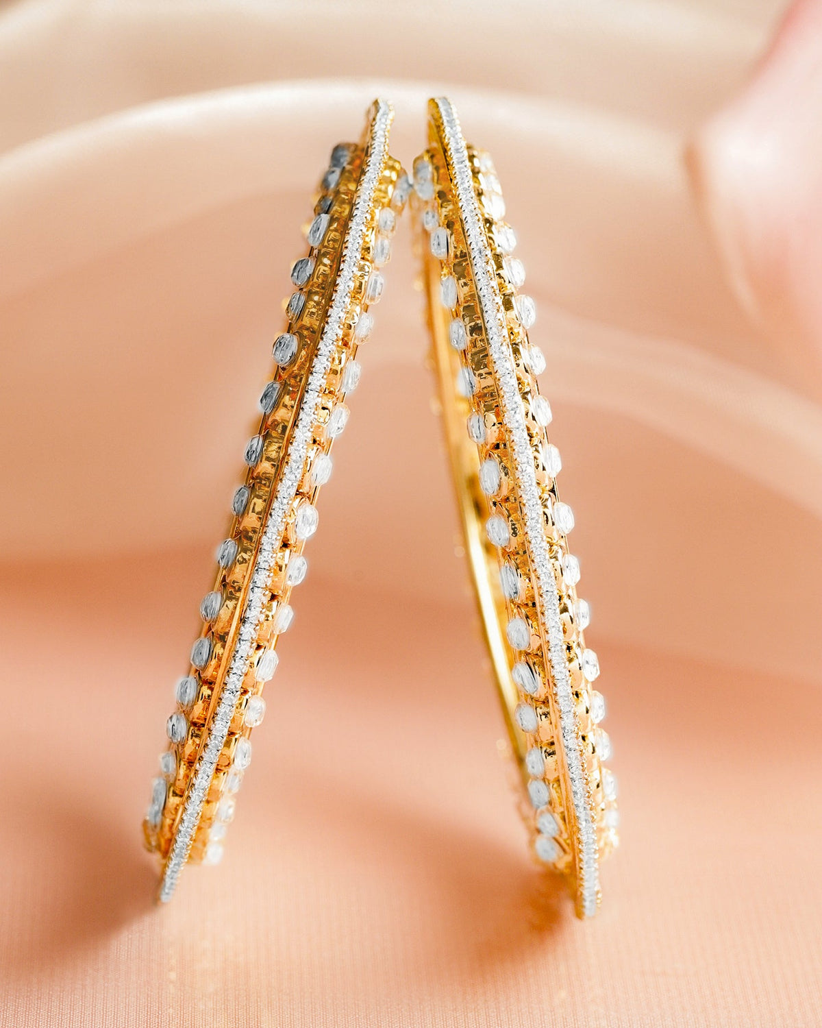 American Diamond Zirconia Bangles Set Of 2 2.8 - Large