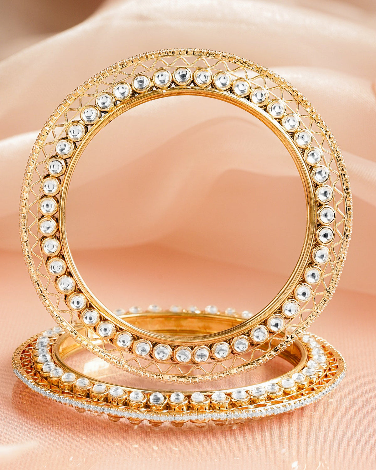 American Diamond Zirconia Bangles Set Of 2 2.8 - Large