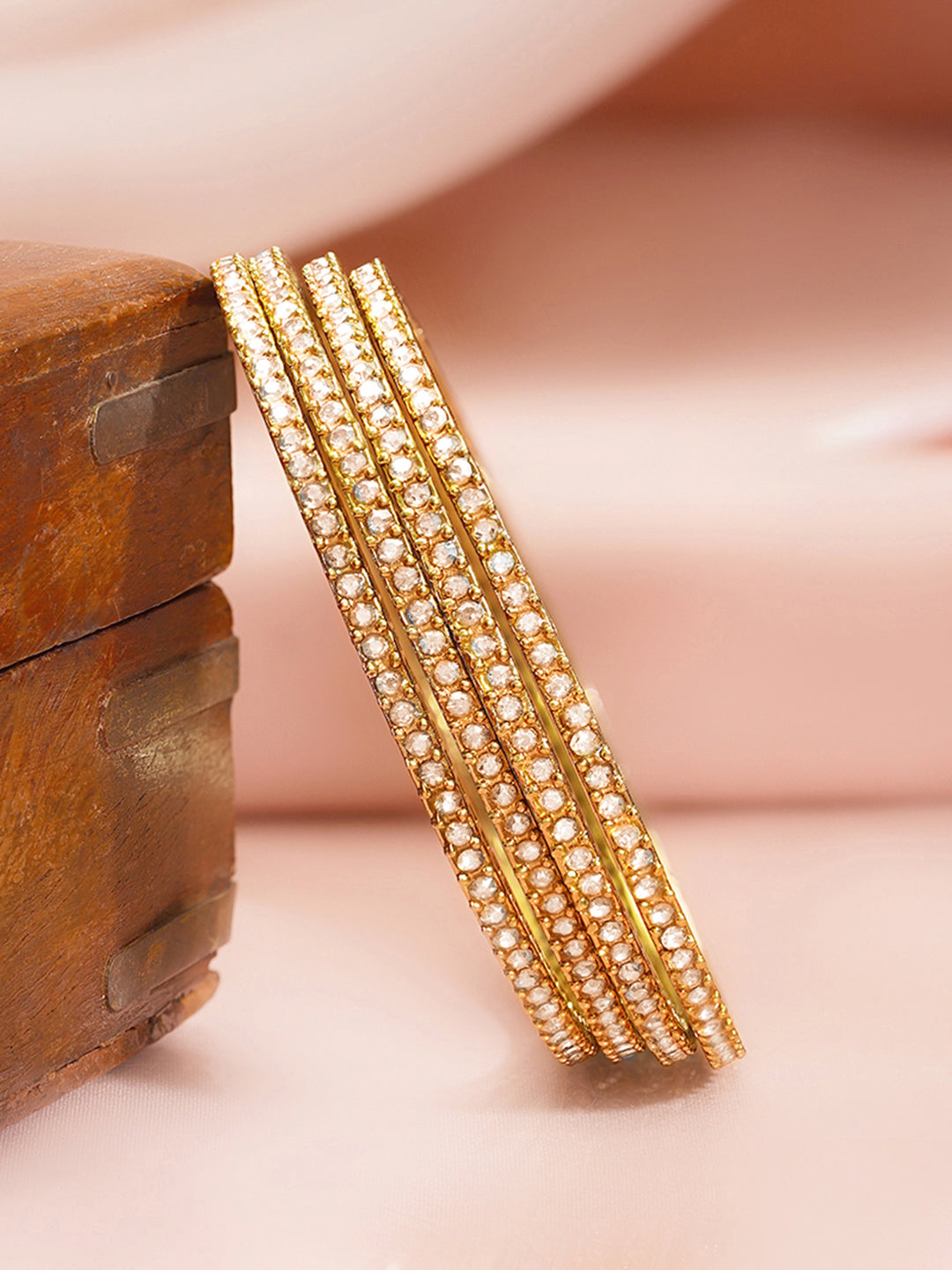 Champagne Spark Crystal Bangle Stack Set 2.8 - Large
