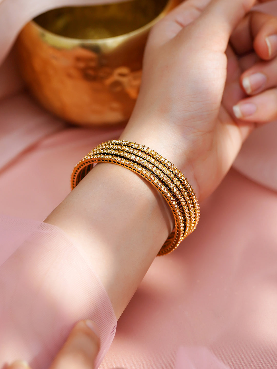 Champagne Spark Crystal Bangle Stack Set 2.8 - Large