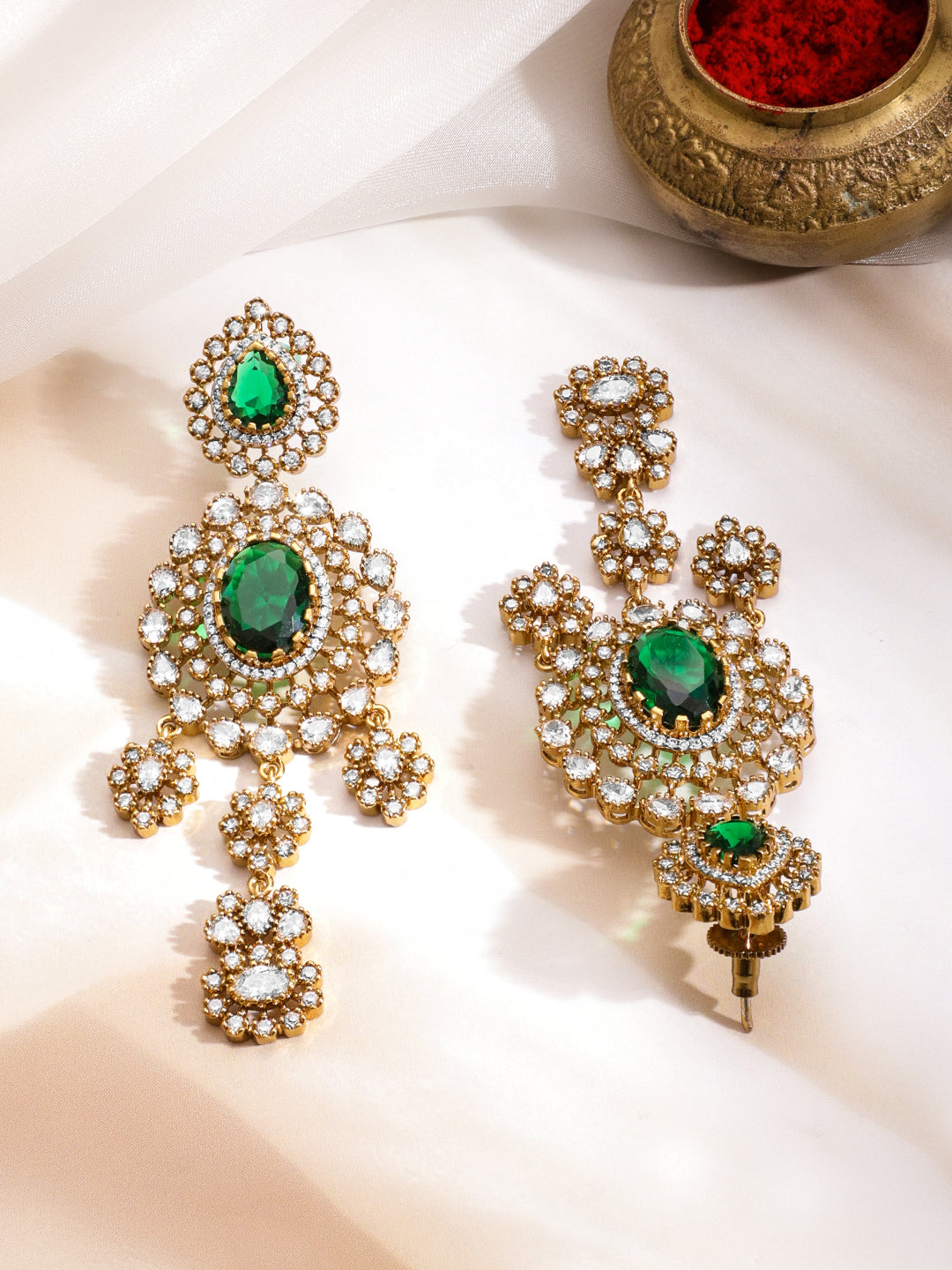 American Diamond Zirconia Emerald Choker Set フリーサイズ