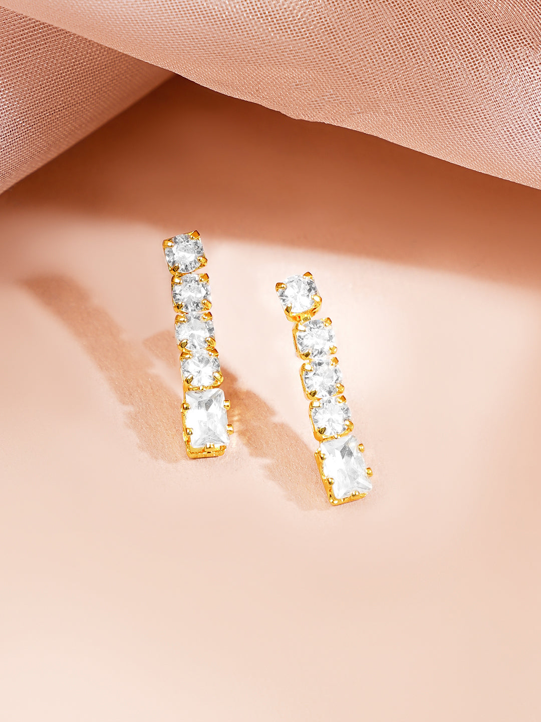 【Rubans】 Gold Plated Crystal Baguette Choker Necklace Set｜ゴールドメッキ クリスタル バゲット チョーカー ネックレスセット