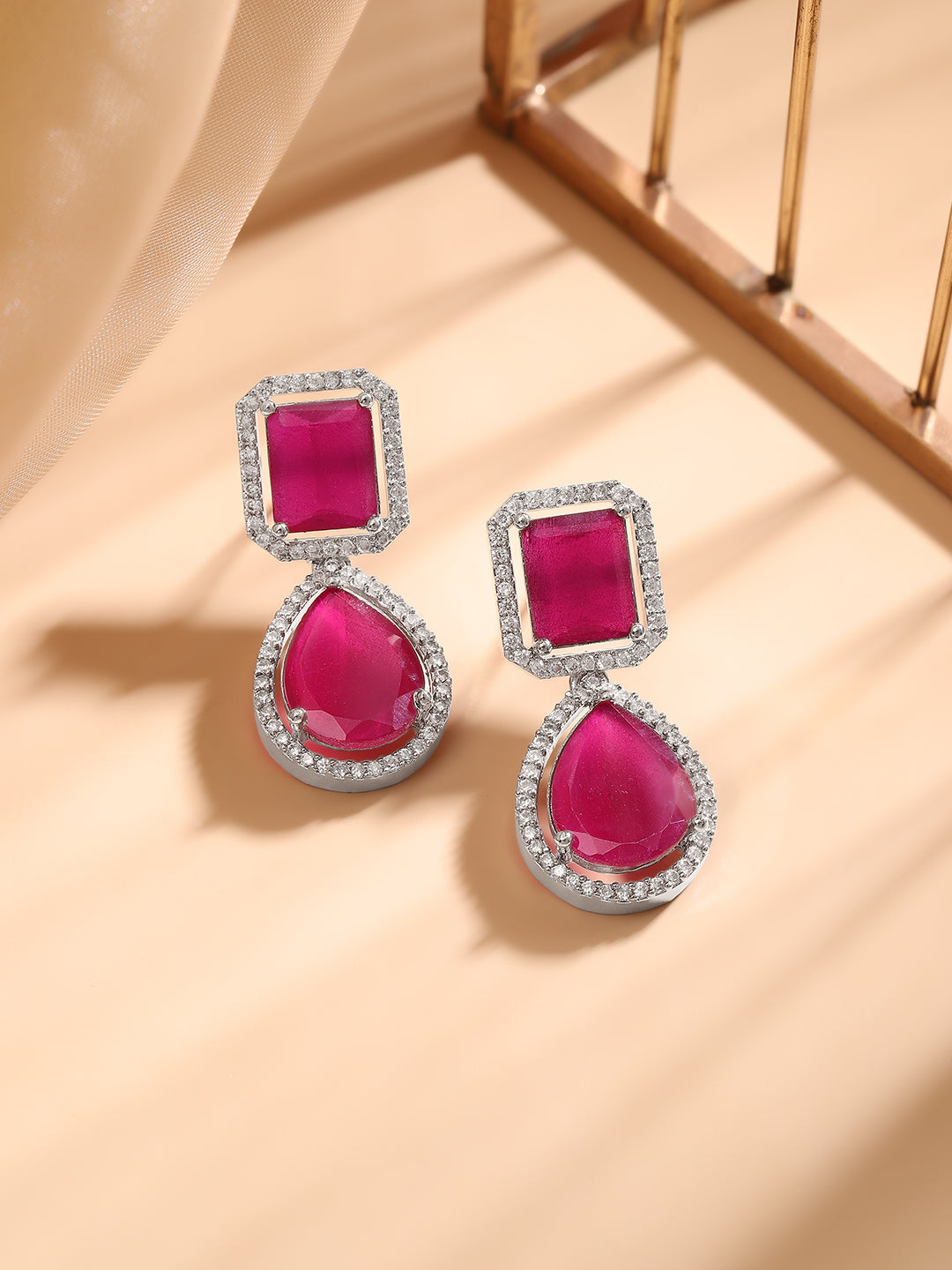 Premium Radiance American Diamond Zirconia Drop Earrings Silver