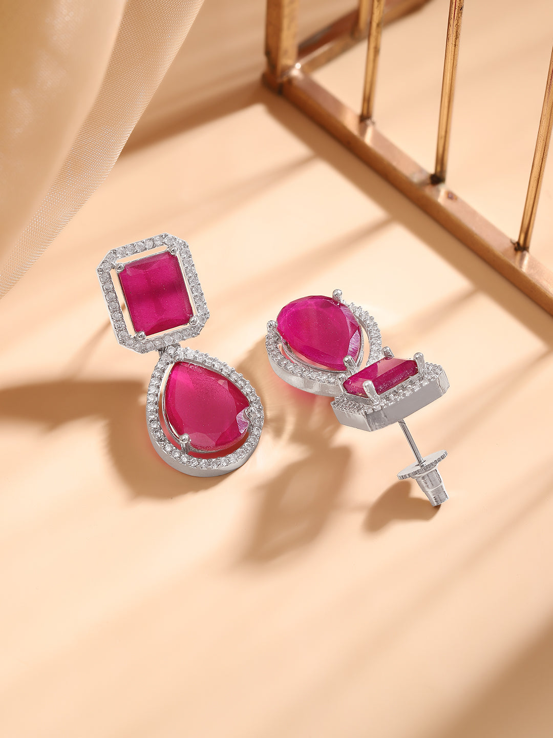 Premium Radiance American Diamond Zirconia Drop Earrings Silver