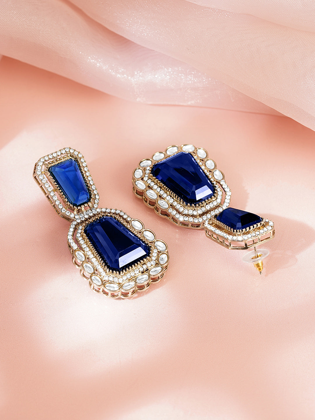 Blue Sapphire Kundan Statement Earrings フリーサイズ