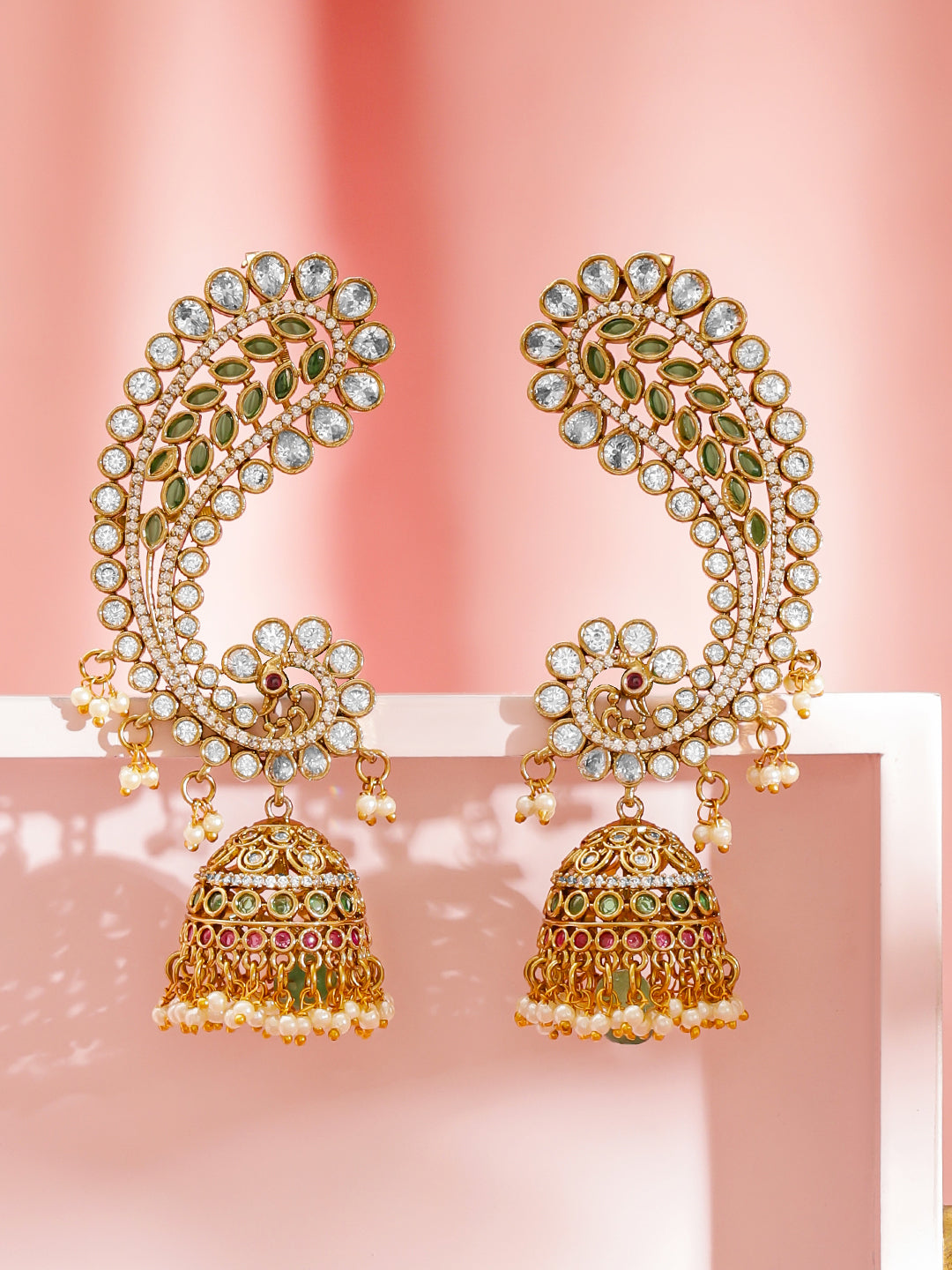 Festive Bloom Kundan Ear cuff Jhumka フリーサイズ