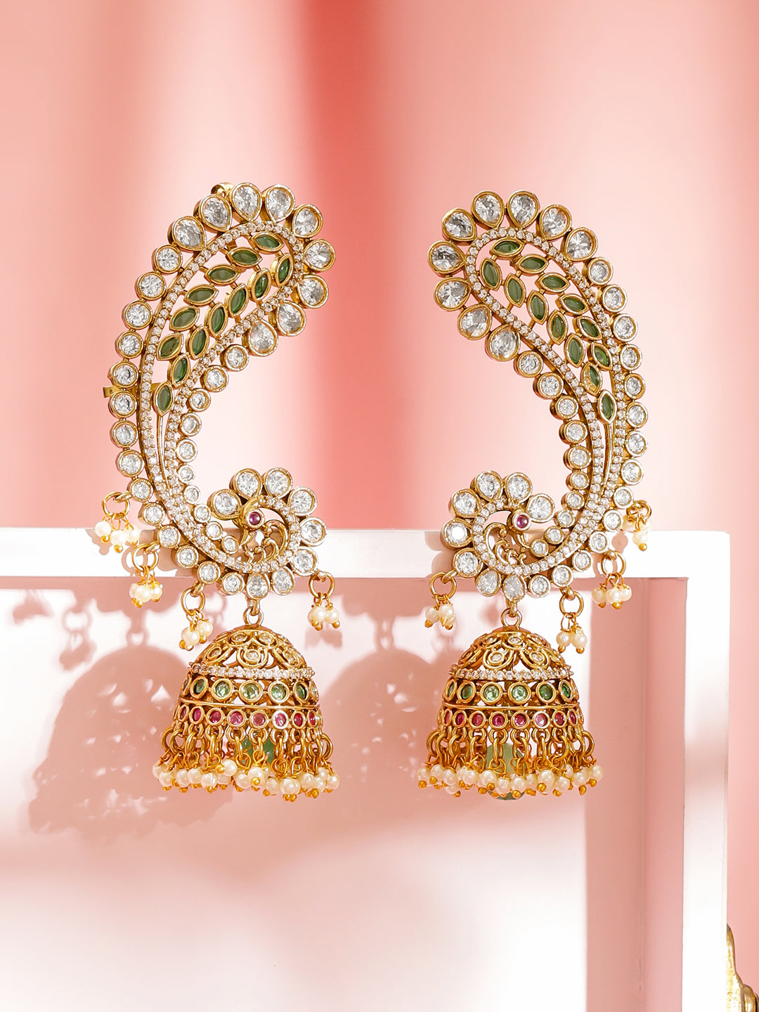 Festive Bloom Kundan Ear cuff Jhumka フリーサイズ