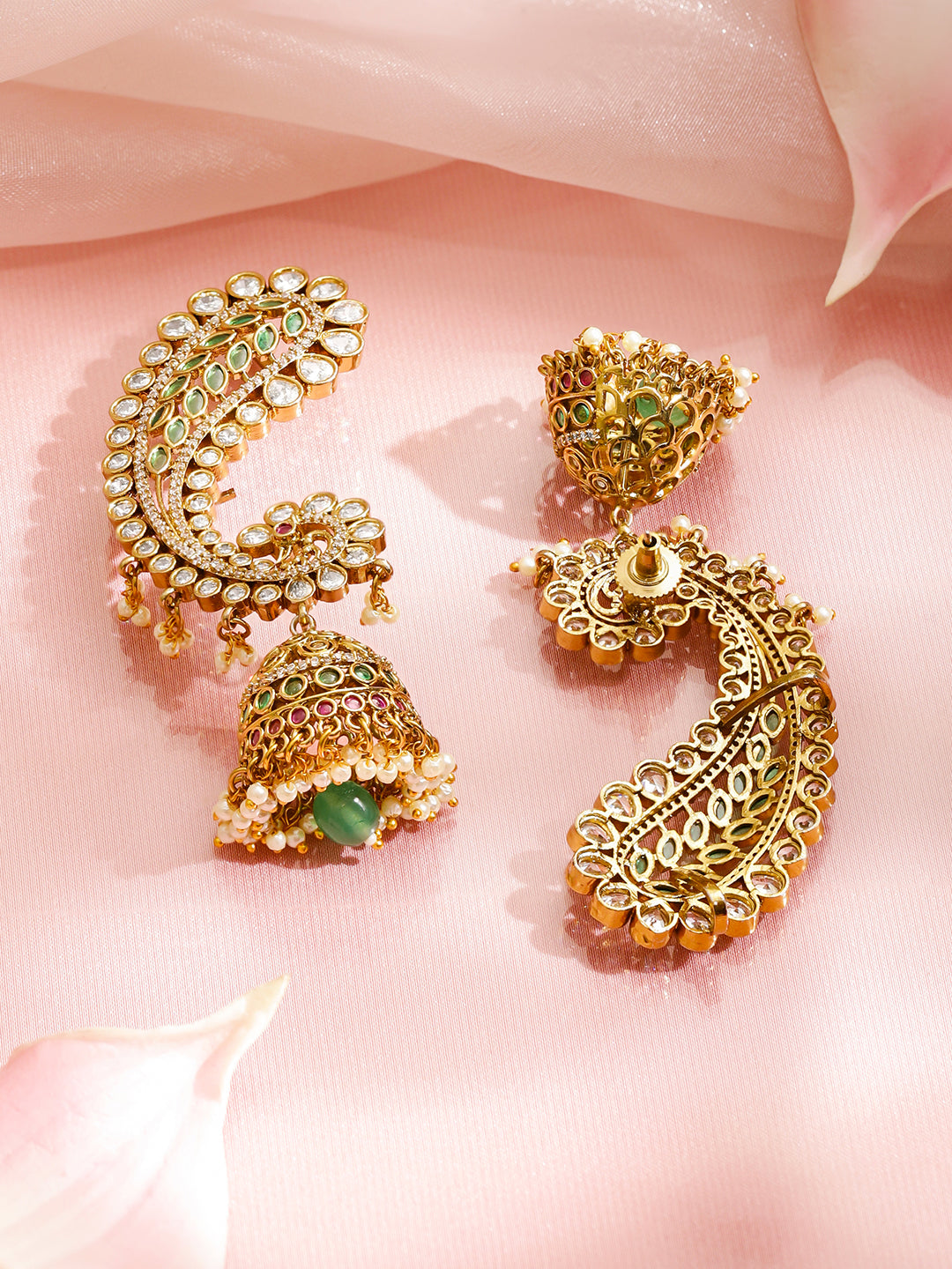 Festive Bloom Kundan Ear cuff Jhumka フリーサイズ