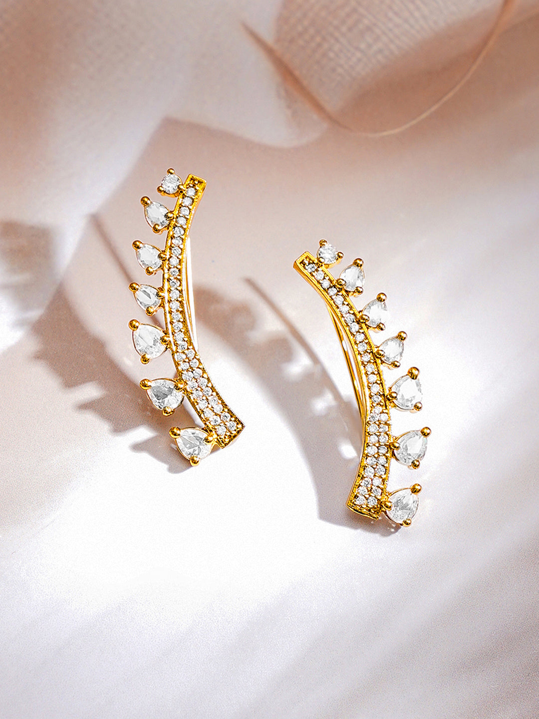 【Rubans】 Gold Plated American Diamond Zirconia Ear Cuffs｜ゴールドメッキ アメリカンダイヤモンド ジルコニア イヤカフ