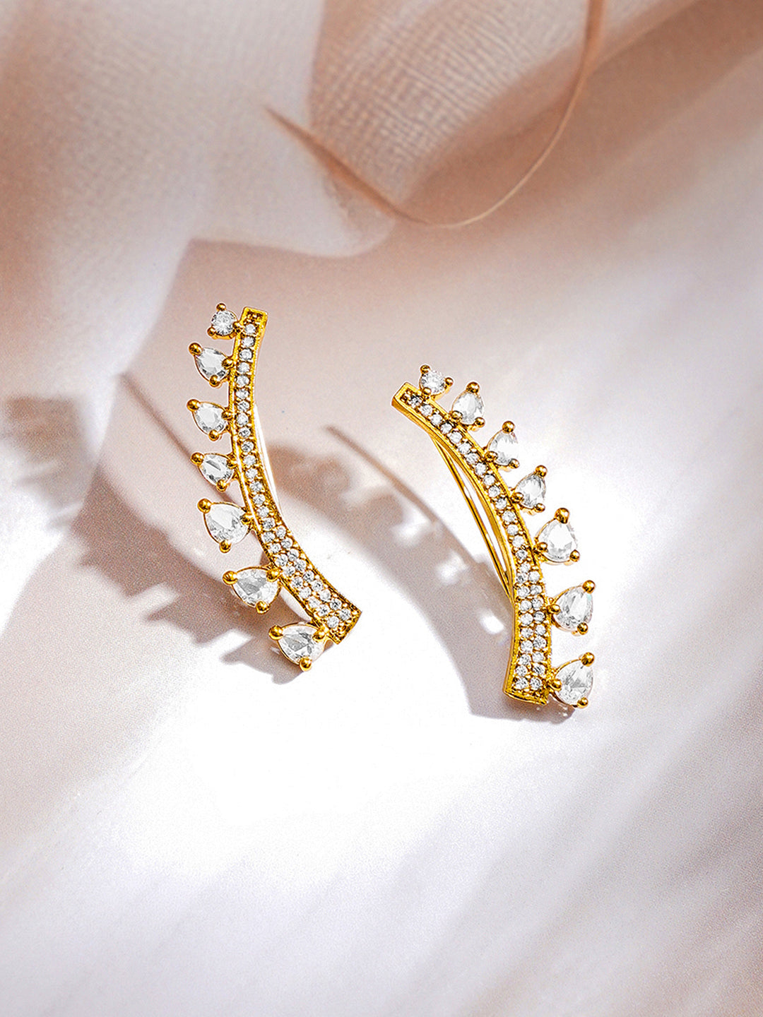 【Rubans】 Gold Plated American Diamond Zirconia Ear Cuffs｜ゴールドメッキ アメリカンダイヤモンド ジルコニア イヤカフ