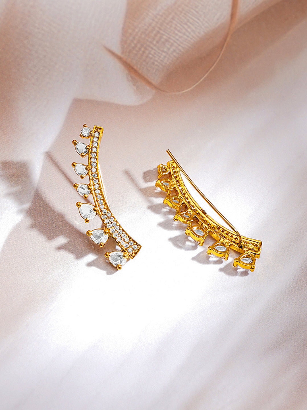 【Rubans】 Gold Plated American Diamond Zirconia Ear Cuffs｜ゴールドメッキ アメリカンダイヤモンド ジルコニア イヤカフ