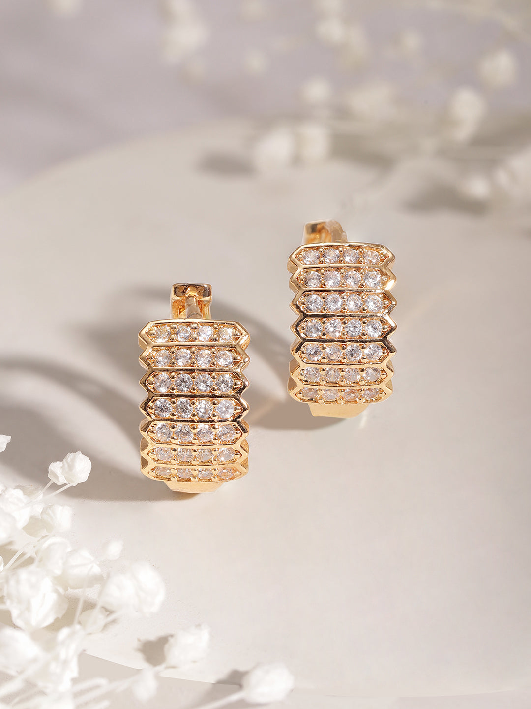 Luxe Shine American Diamond Zirconia Hoops フリーサイズ