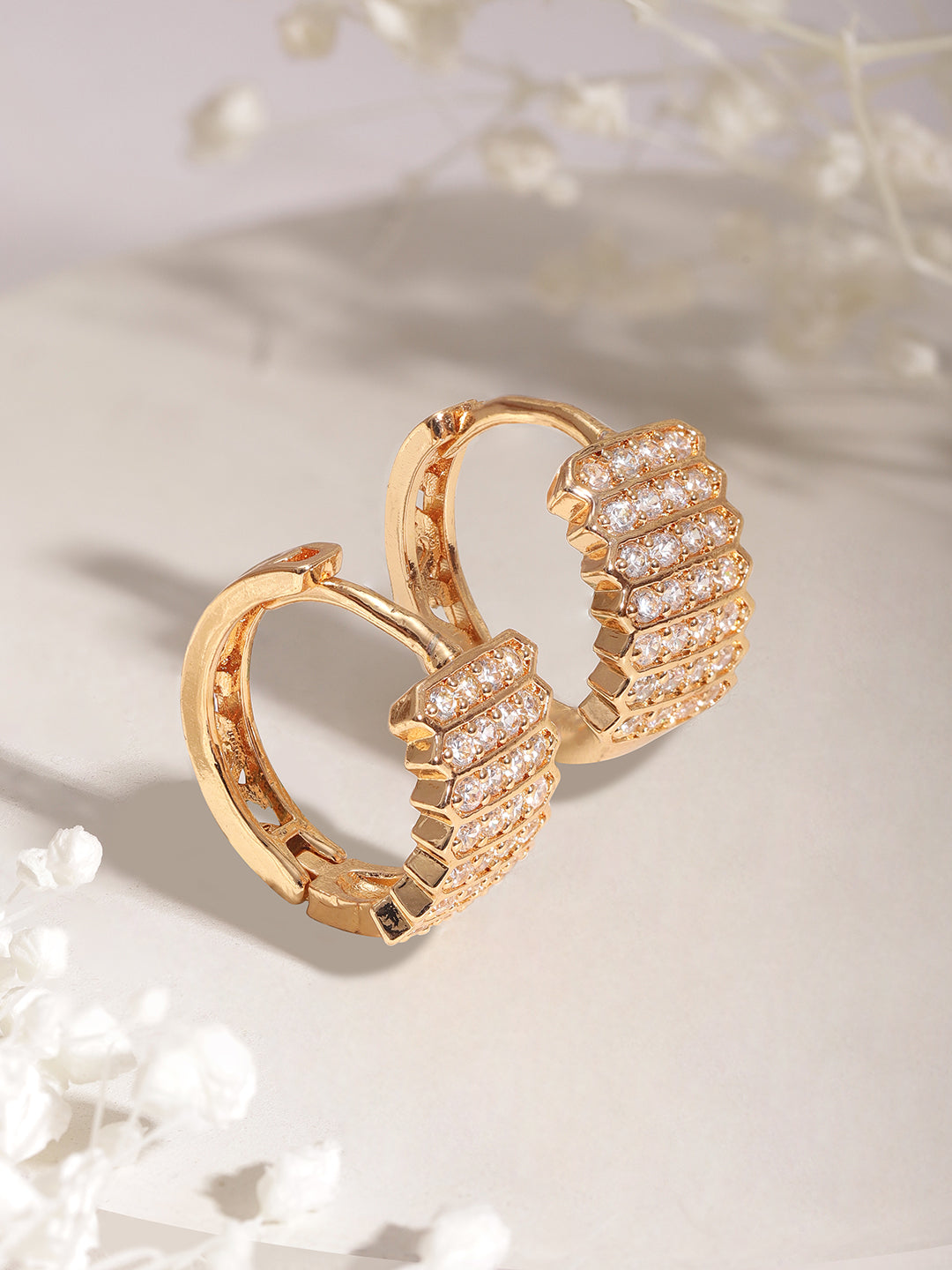 Luxe Shine American Diamond Zirconia Hoops フリーサイズ