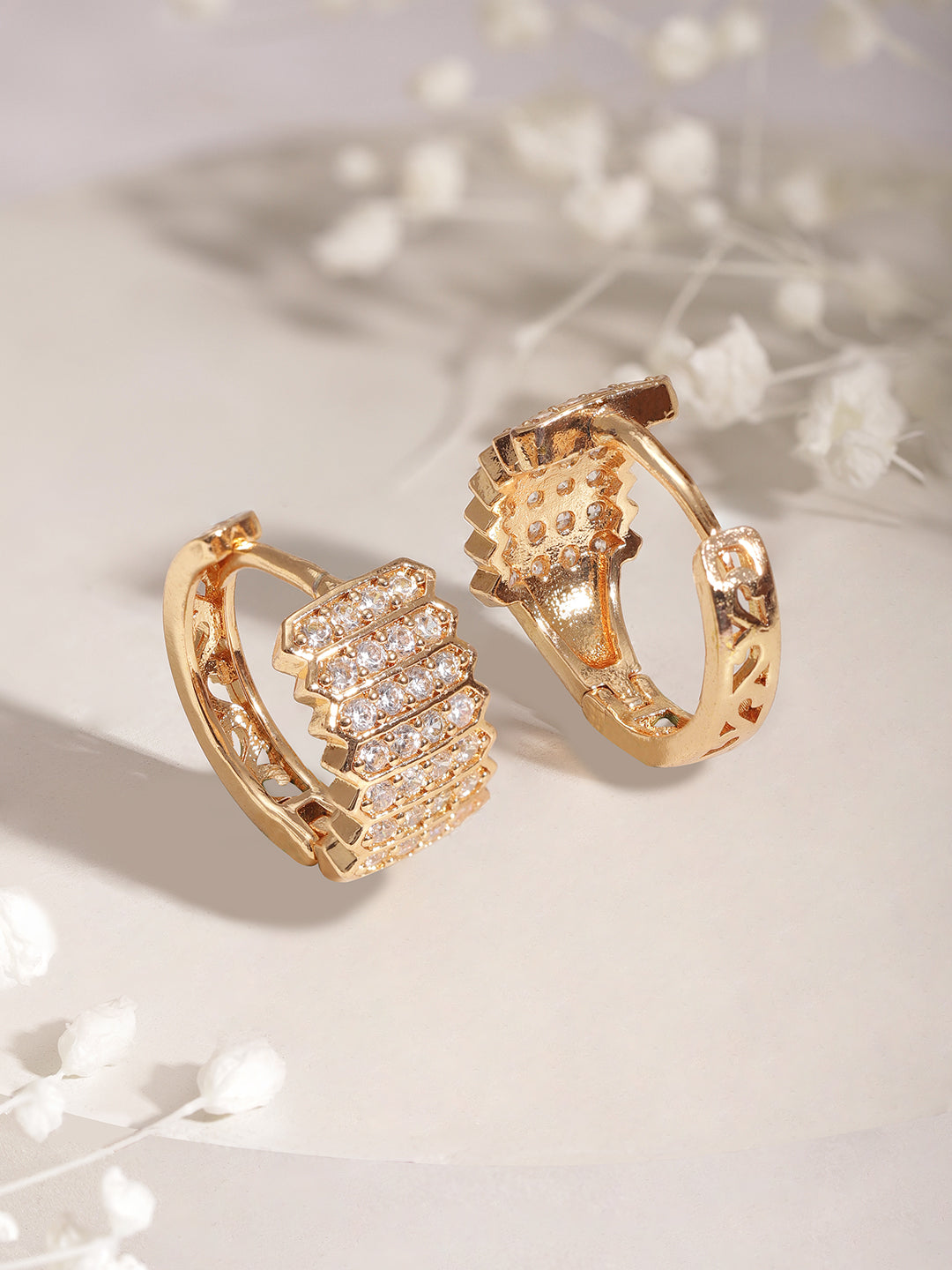 Luxe Shine American Diamond Zirconia Hoops フリーサイズ
