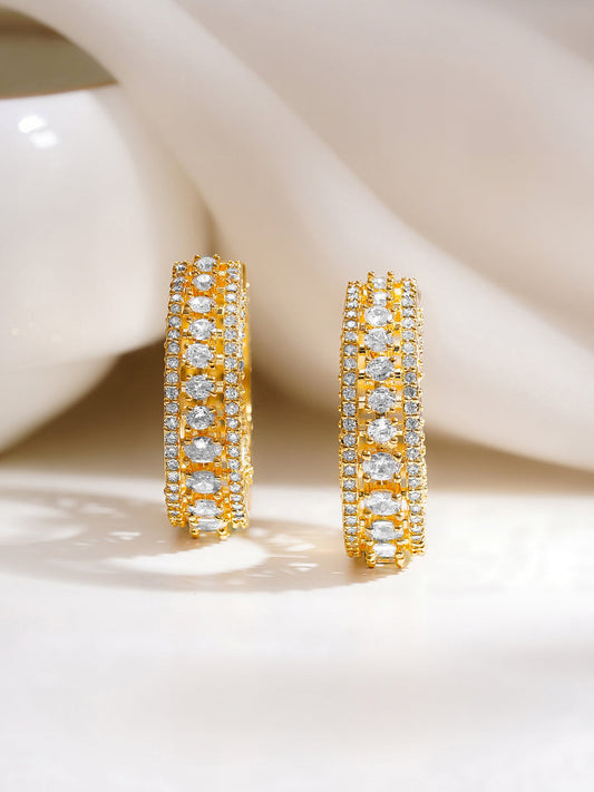 【Rubans】 Gold Plated American Diamond Zirconia Hoop Earrings｜ゴールドメッキ アメリカンダイヤモンド ジルコニア フープイヤリング