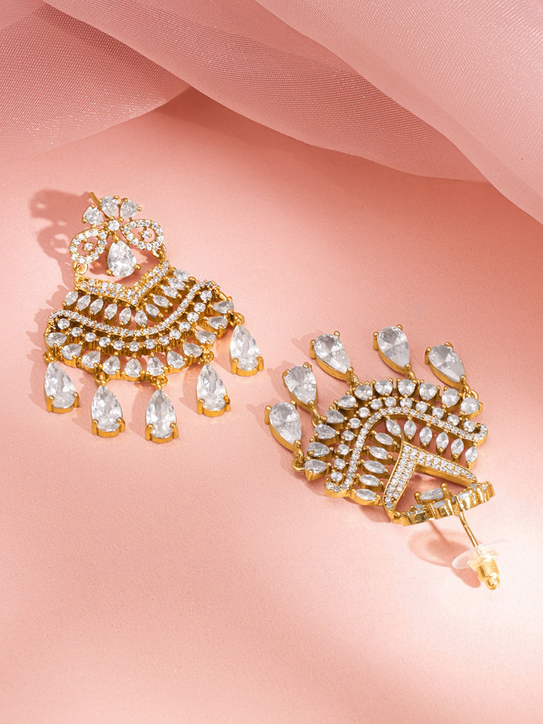 Golden Glow Party Chandelier Earrings Length - 5.2 cm