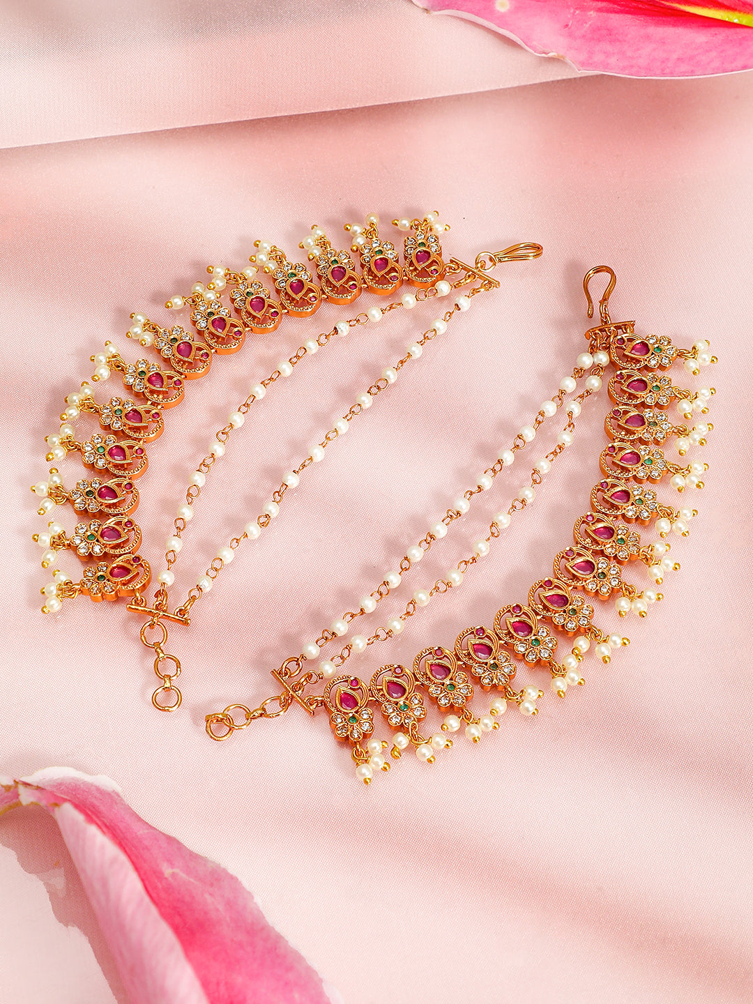 Enchanting Pearls Red White Kaan Chain フリーサイズ