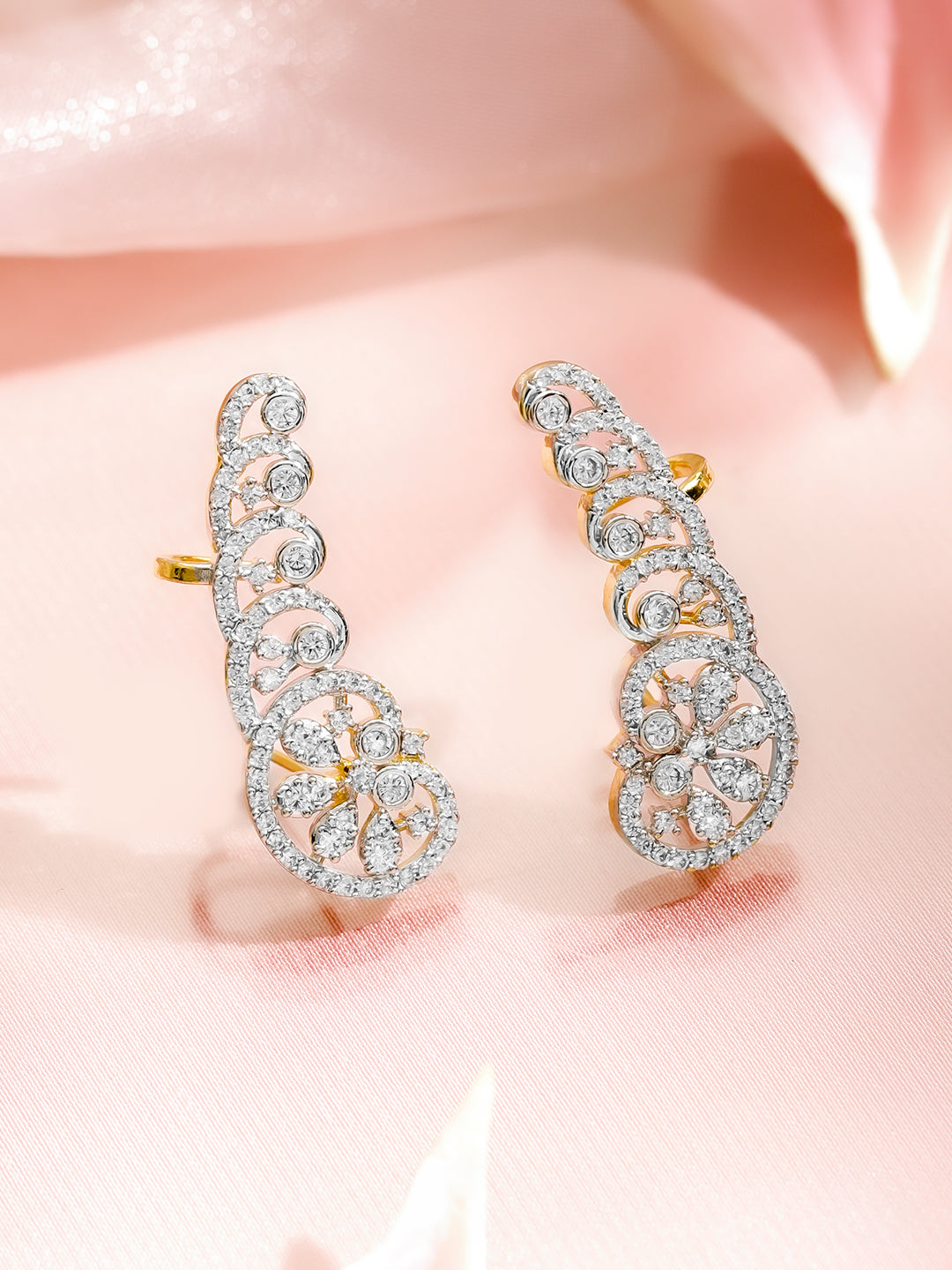 Daisy Dream Crystal Sparkling Stud Earrings フリーサイズ