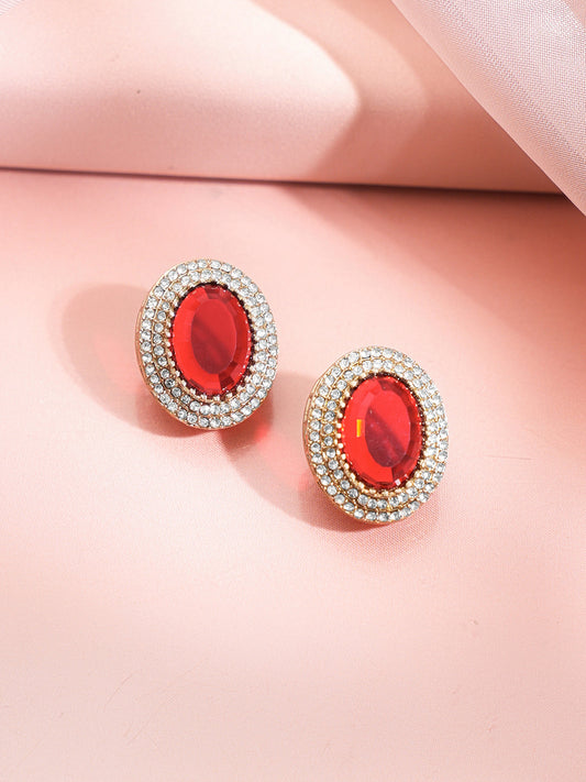 Royal Ruby Crimson Glow Stud Earrings フリーサイズ