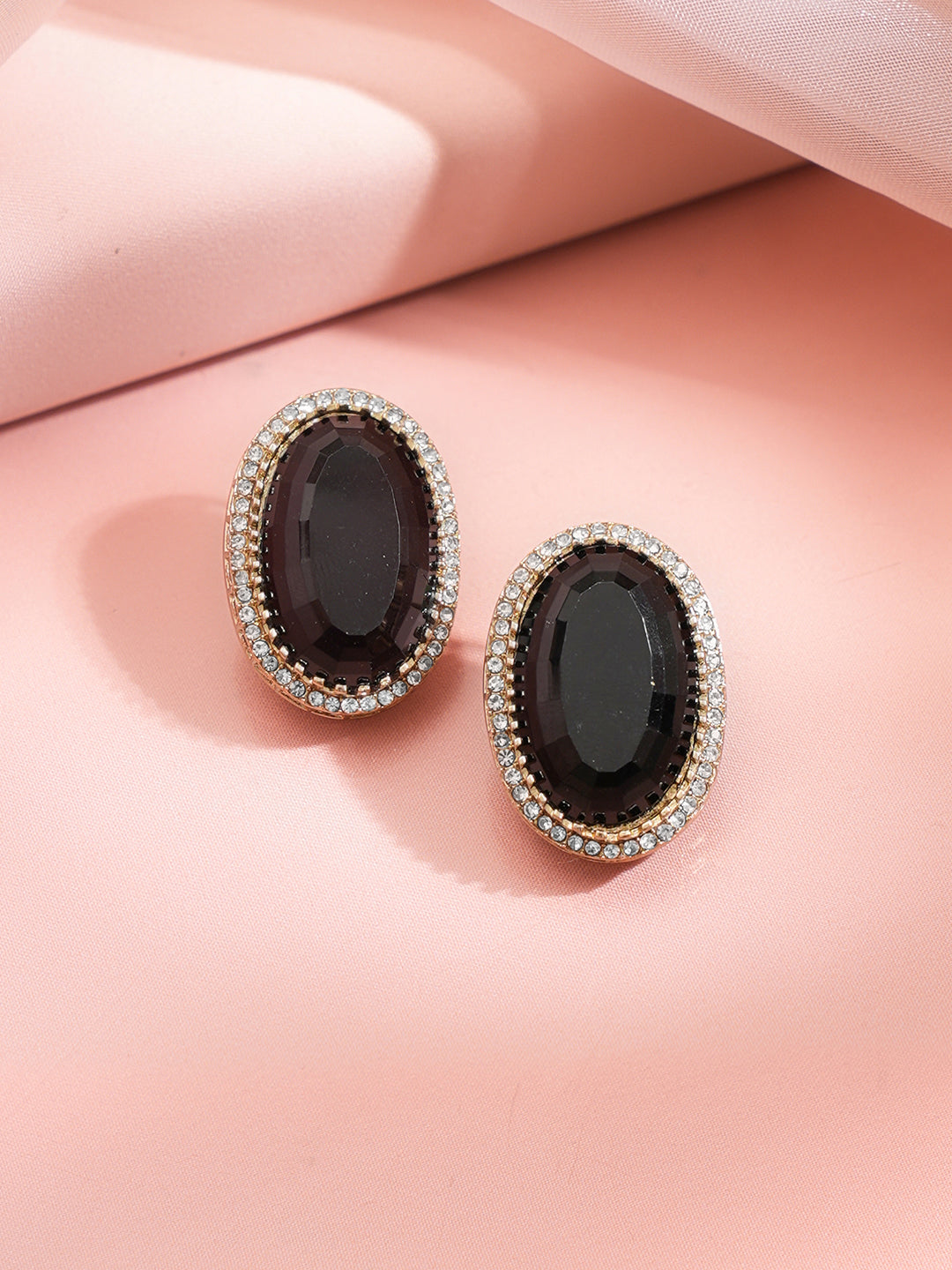 Midnight Black Crystal Statement Studs フリーサイズ