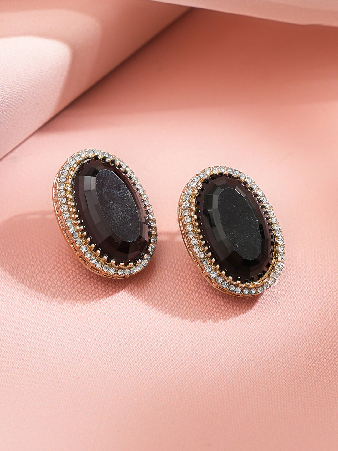 Midnight Black Crystal Statement Studs フリーサイズ