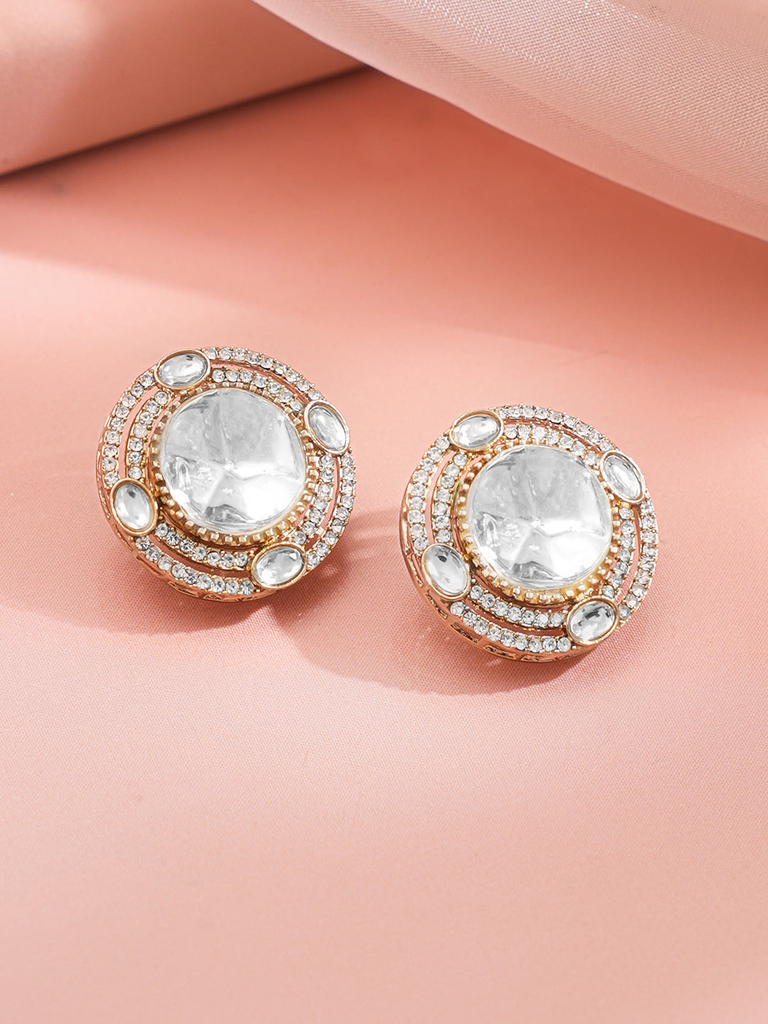 Cubic Zirconia Oversized Statement Stud Earrings フリーサイズ