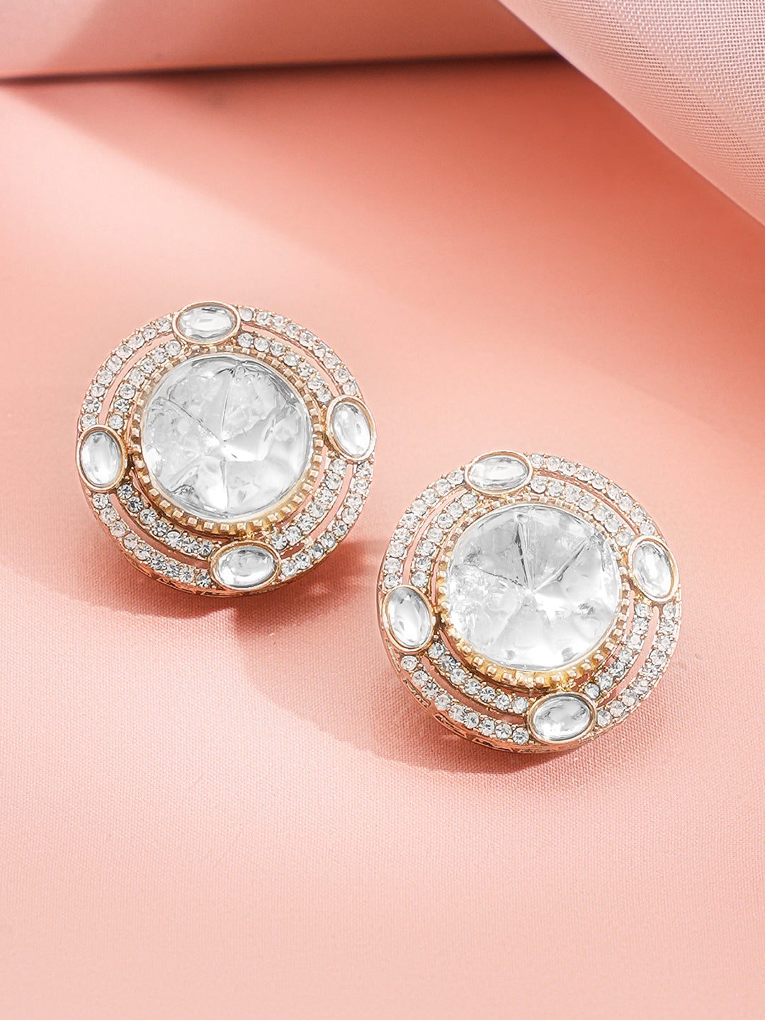 Cubic Zirconia Oversized Statement Stud Earrings フリーサイズ