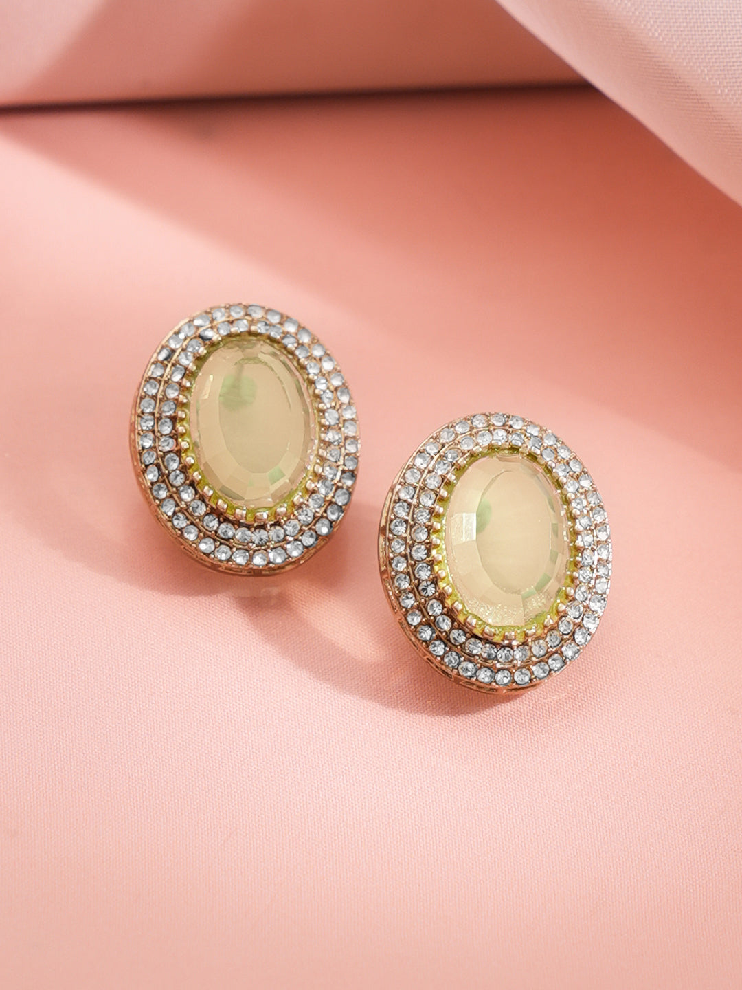 Champagne Glow Halo Stud Earrings フリーサイズ