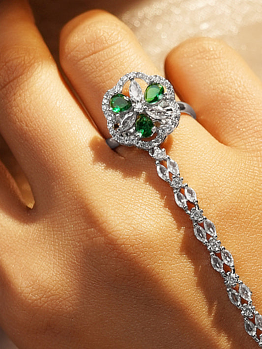 Elegant Emerald Crystal Hathphool Bracelet フリーサイズ