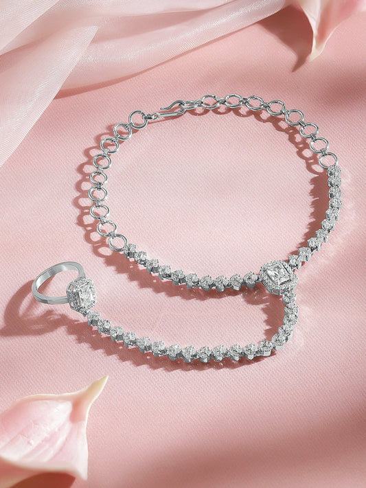 Occasion Glam Cubic Zirconia Hand Harness Bracelet フリーサイズ