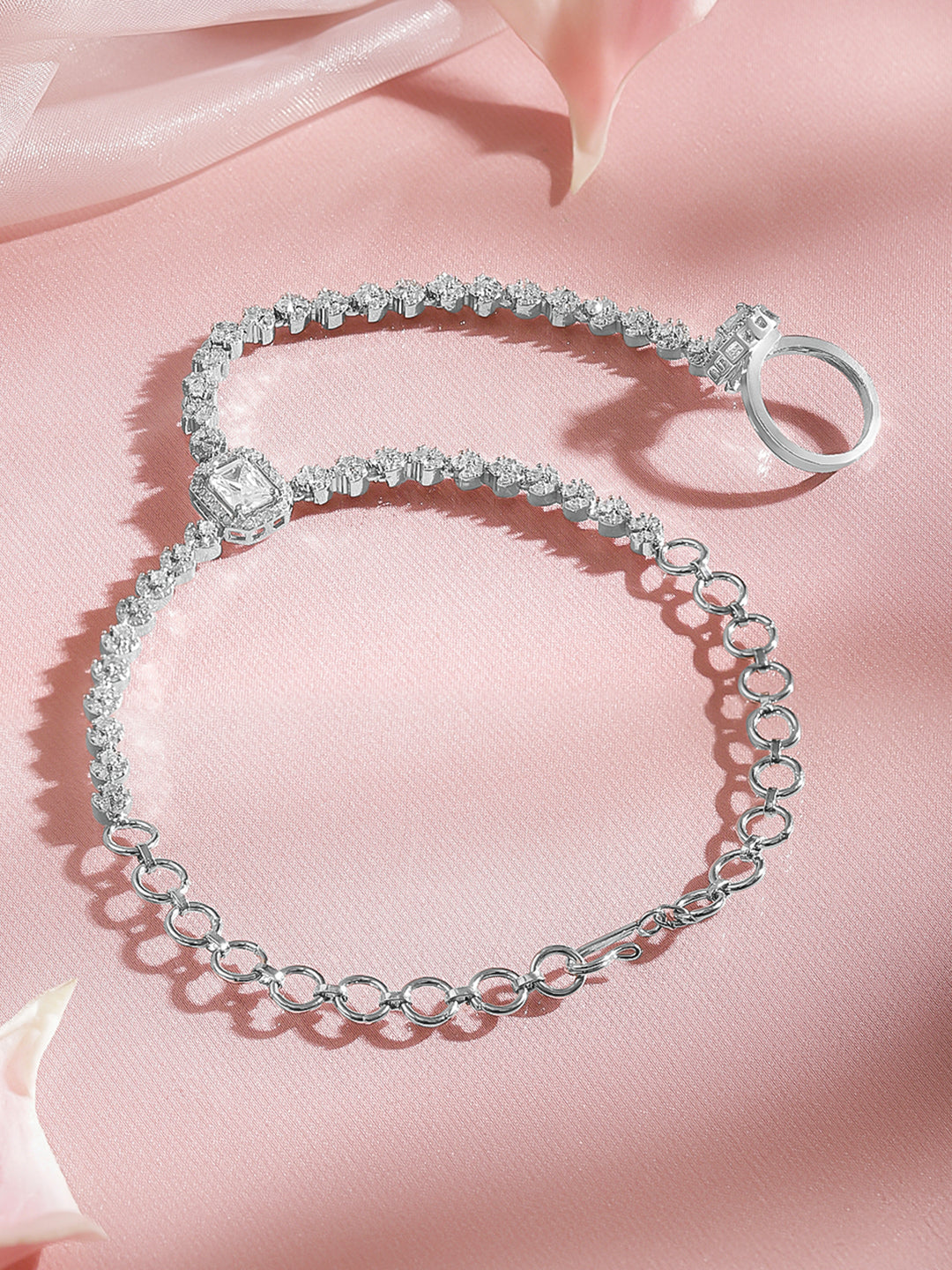 Occasion Glam Cubic Zirconia Hand Harness Bracelet フリーサイズ