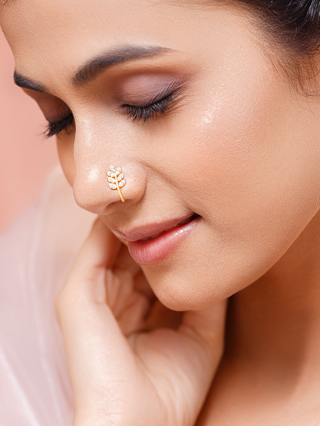 【Rubans】 Set of 3 Gold Plated Floral American Diamond Zirconia Nose Accessories｜ゴールドメッキ フローラル アメリカンダイヤモンド ノーズピン 3点セット