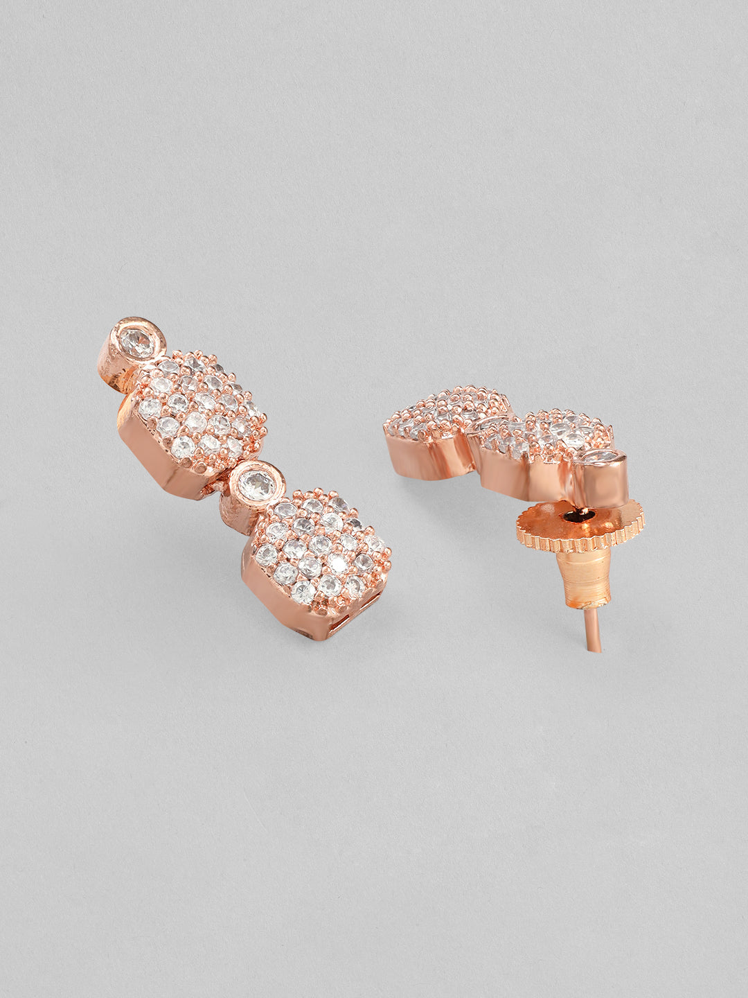 Rubans Rose Gold-Plated White AD-Studded Jewellery Set Rose Gold
