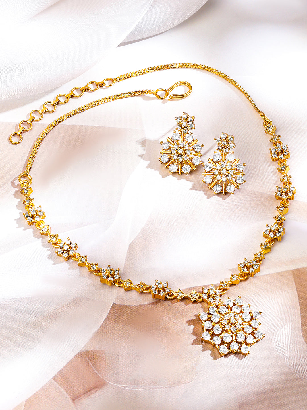 Alluring American Diamond Zirconia Necklace Set フリーサイズ