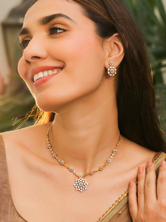 Alluring American Diamond Zirconia Necklace Set フリーサイズ