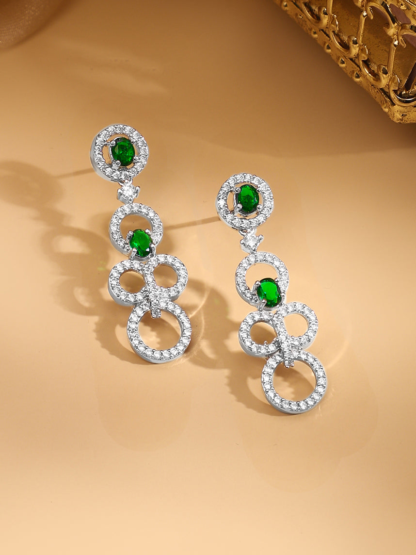 Ring Motif American Diamond Zirconia Necklace Set フリーサイズ