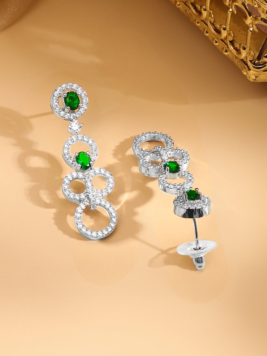 Ring Motif American Diamond Zirconia Necklace Set フリーサイズ