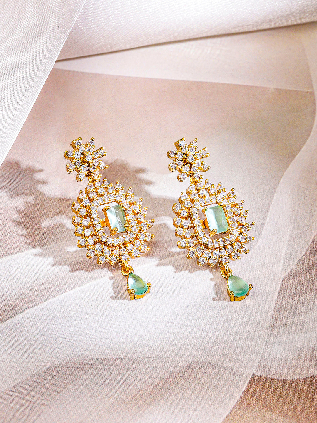 American Diamond Zirconia Green Necklace Set フリーサイズ