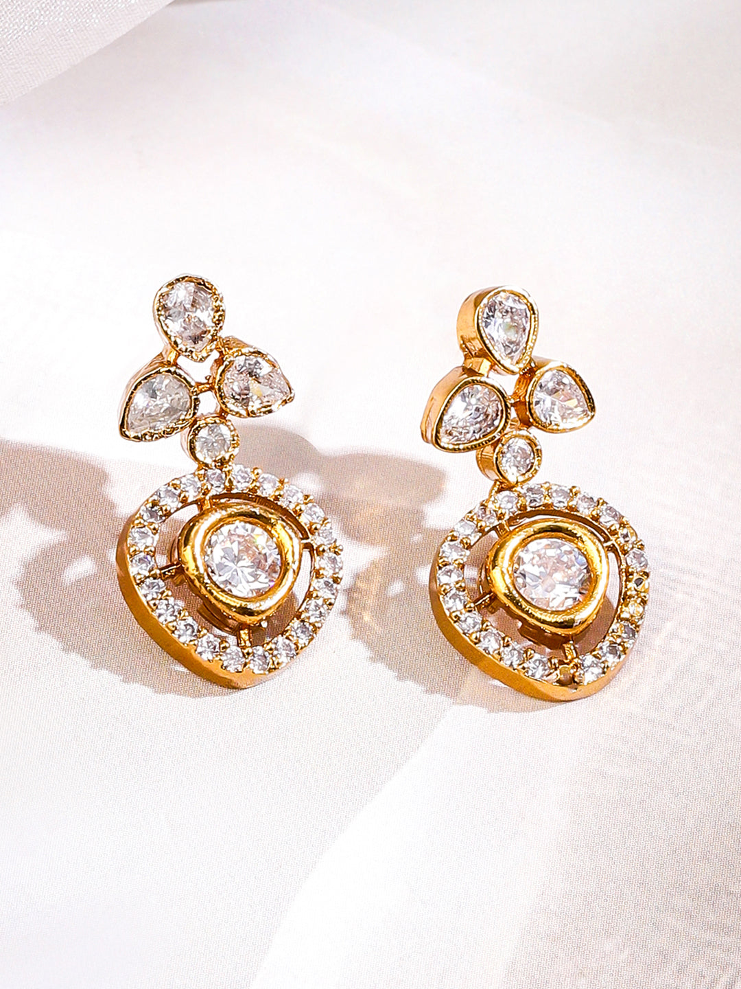 American Diamond Zirconia Floral Necklace Set フリーサイズ