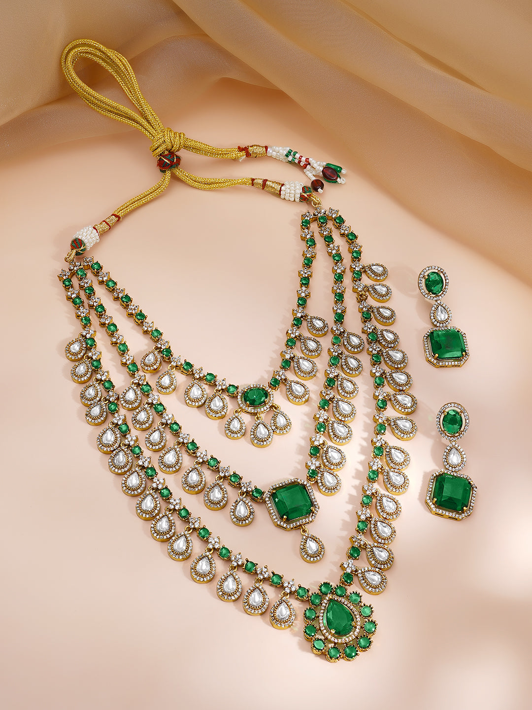 【Rubans】 Dainty Green & White Necklace Set｜デインティ グリーン＆ホワイト ネックレスセット｜フリーサイズ
