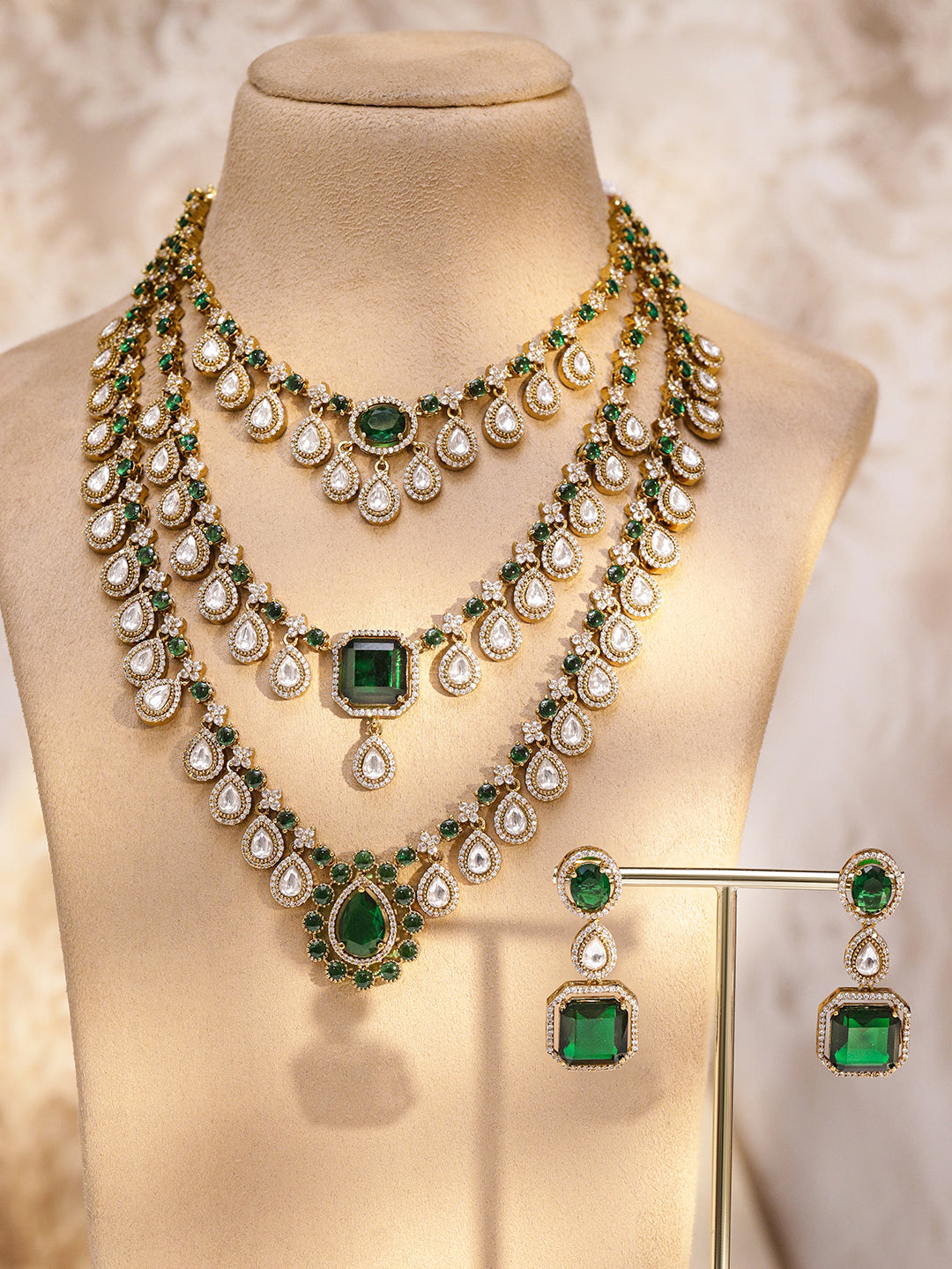 Dainty Green & White Necklace Set フリーサイズ