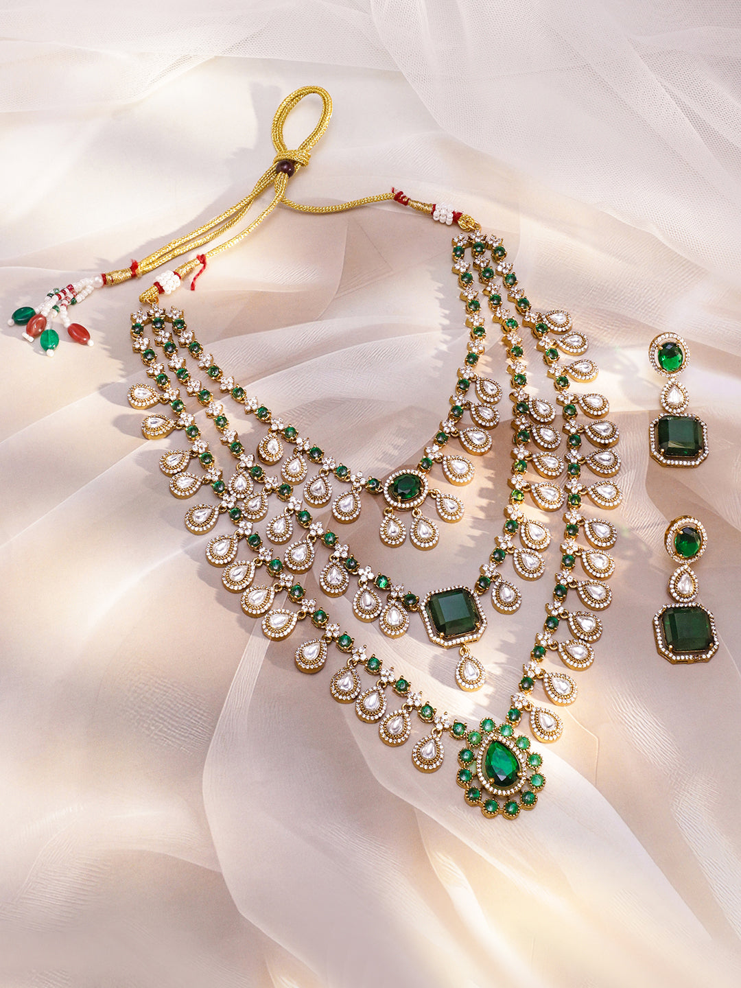 Dainty Green & White Necklace Set フリーサイズ
